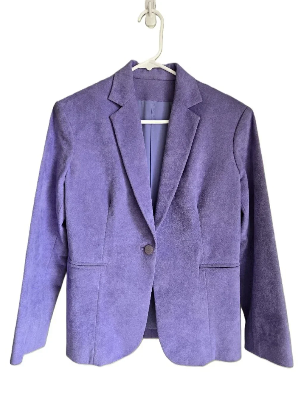 Vintage Tailored Soft Suede Lined Blazer + Skirt Suit Lilac Purple Women's 10